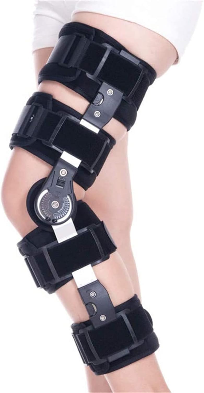 Knee Brace, Hinged ROM Knee Brace for Recovery Stabilization, Adjustable Medical Orthopedic Support Stabilizer, Universal,Ideal for Acl/Ligament/Sports Injuries,Black