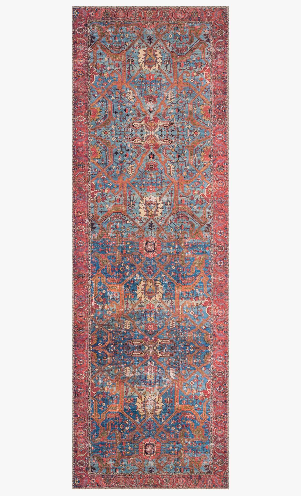Loloi II Loren Collection - Traditional Power Loomed Rug in Blue & Red (LQ-10)