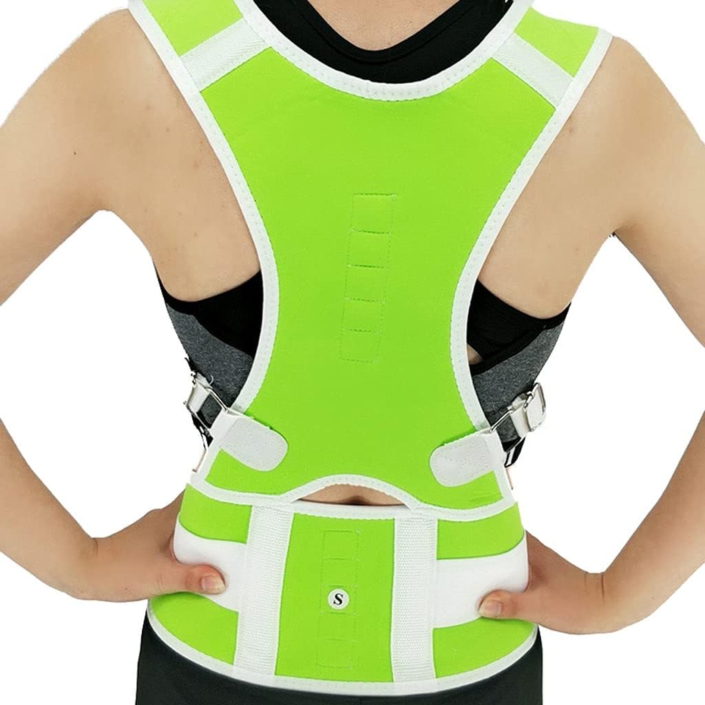 Posture Corrector Clavicle Shoulder Back Support Brace Corset Fully Waist Trainer Belt Adjustable Compression Waist Trainer Wrap for Men Women,Green-XXX