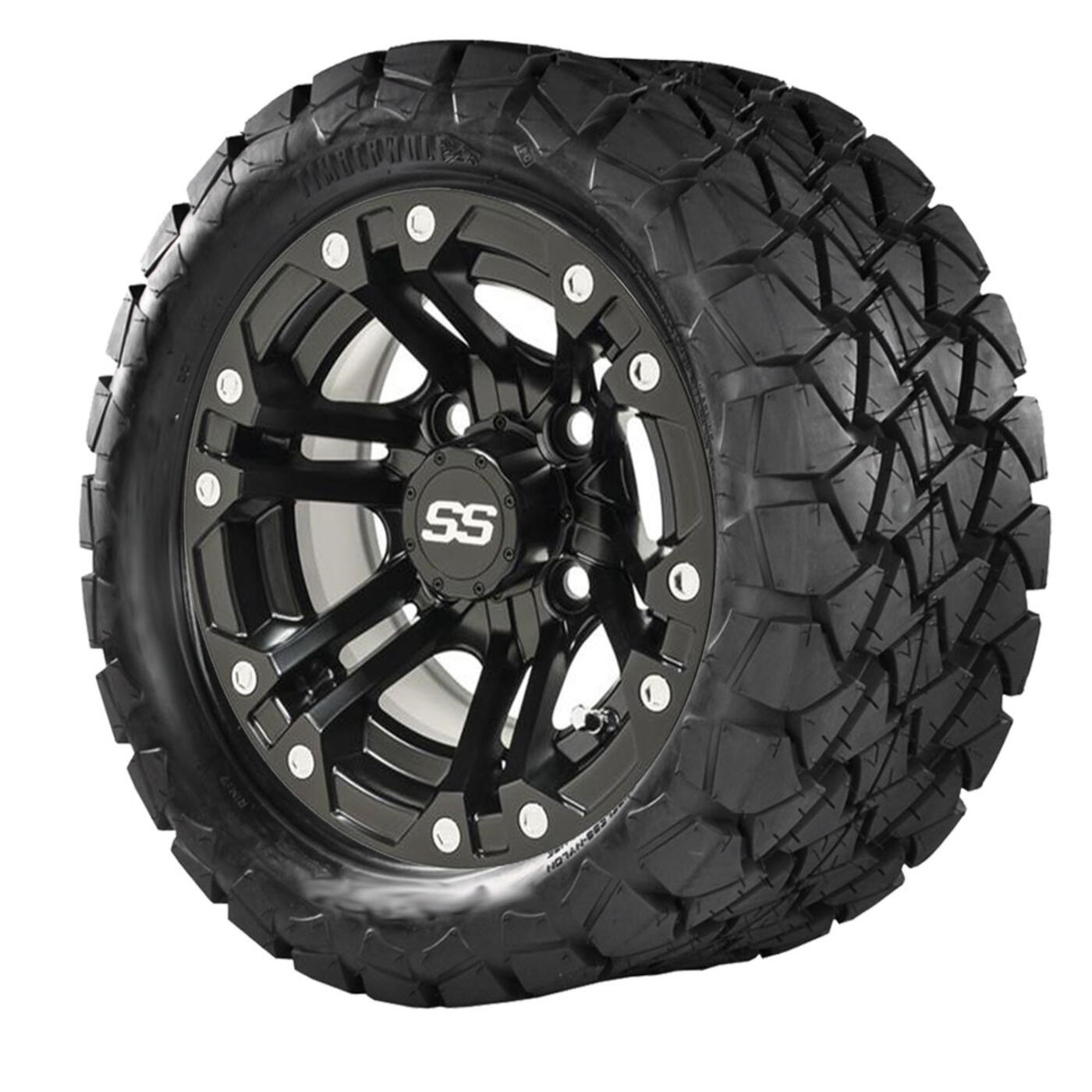 10” GTW Specter Matte Black Wheels with 22′′ Timberwolf Mud Tires – Set of 4