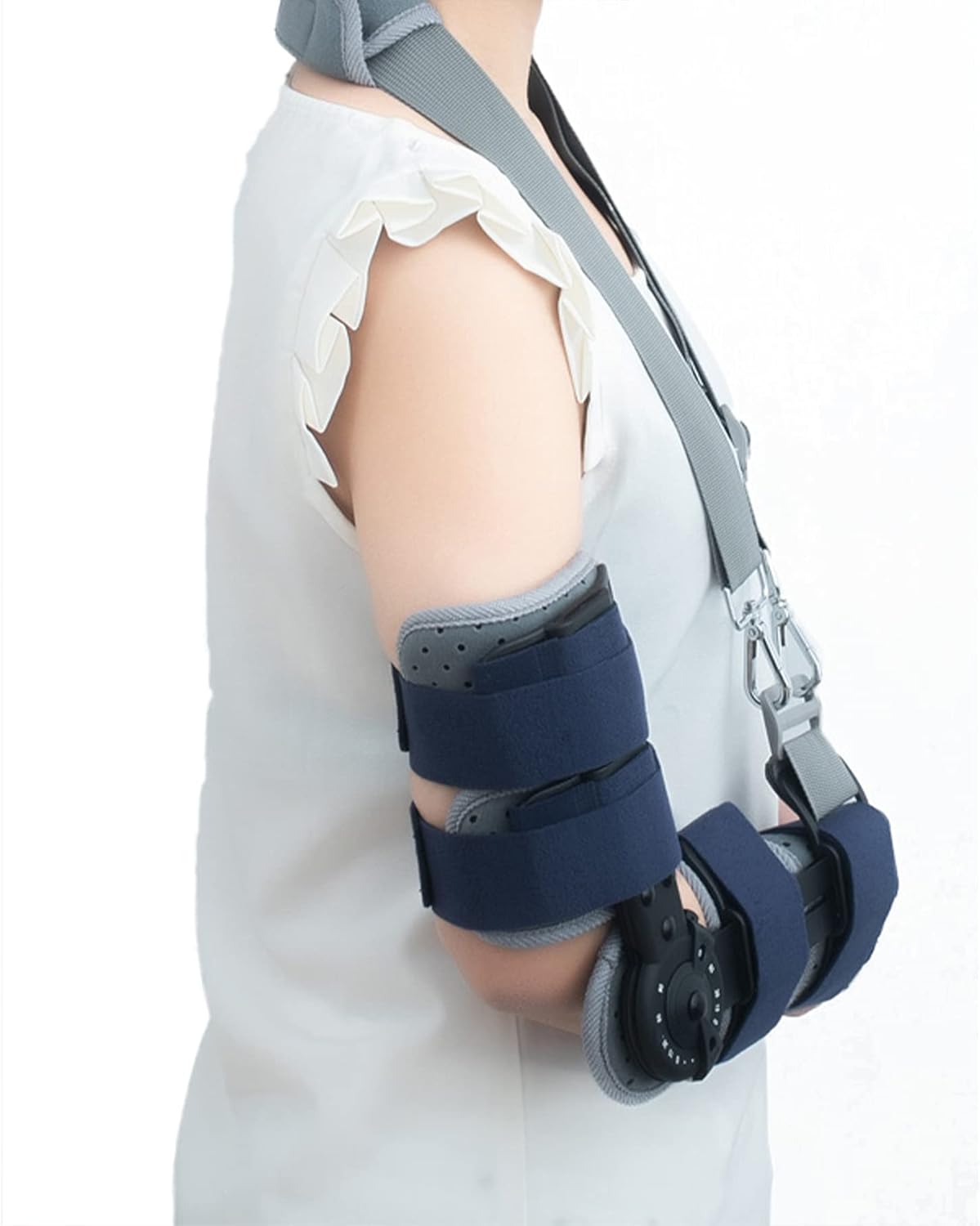 ROM Elbow Brace Adjustable Post Op Elbow Brace ​stabilizer Splint Arm Injury Recovery Support After Surgery for Dislocated Arm Men Women Sports Surgery Injury Recovery Pain Relief,Left