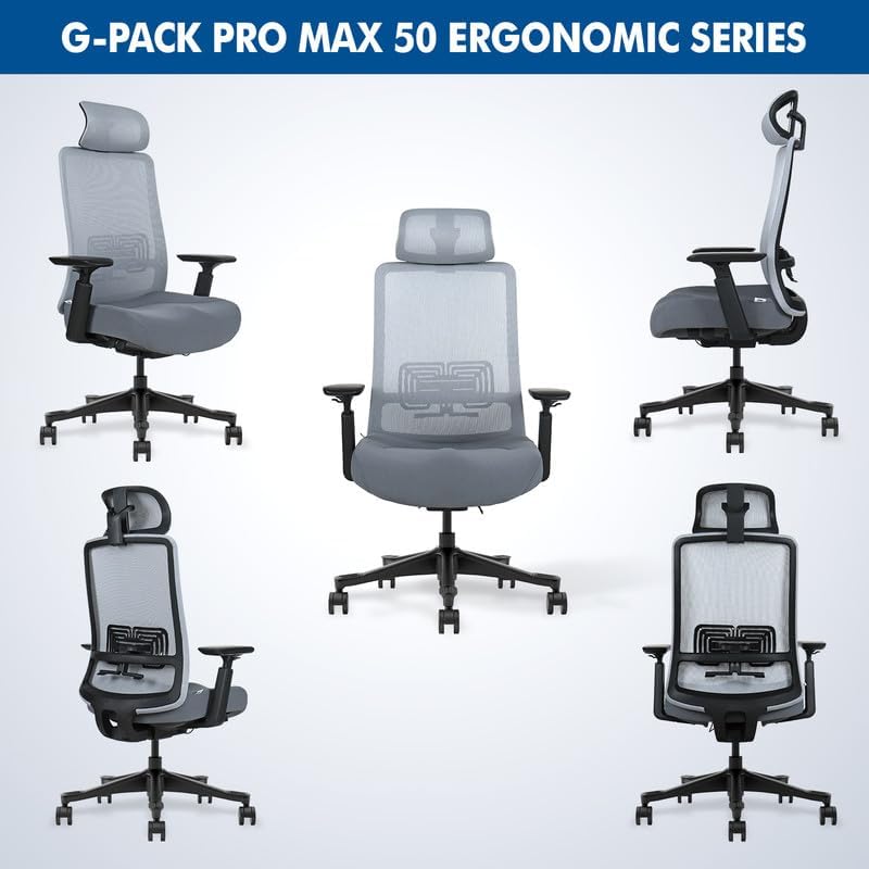 Mesh Office Chair with Headrest – Ergonomic Office Chair with Lumbar Support, Adjustable 3D Arms & Soft Seat – Holds Up to 330lbs (Black)