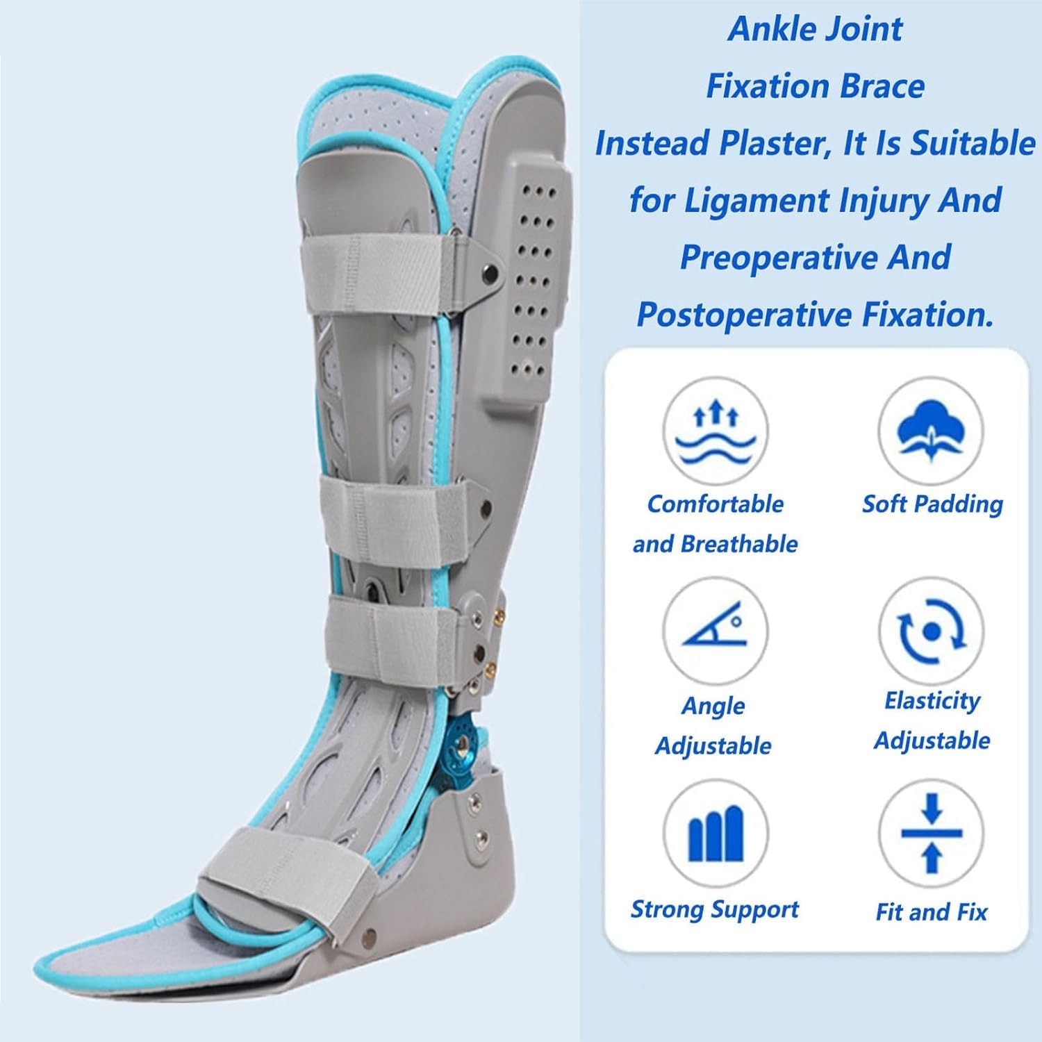 Ankle Support Foot Drop Brace Orthosis, Adjustable AFO Ankle Orthosis Support AFO Brace Orthosis Splint with Front Plate for Ankle Foot Injuries Sprain Broken(Left)