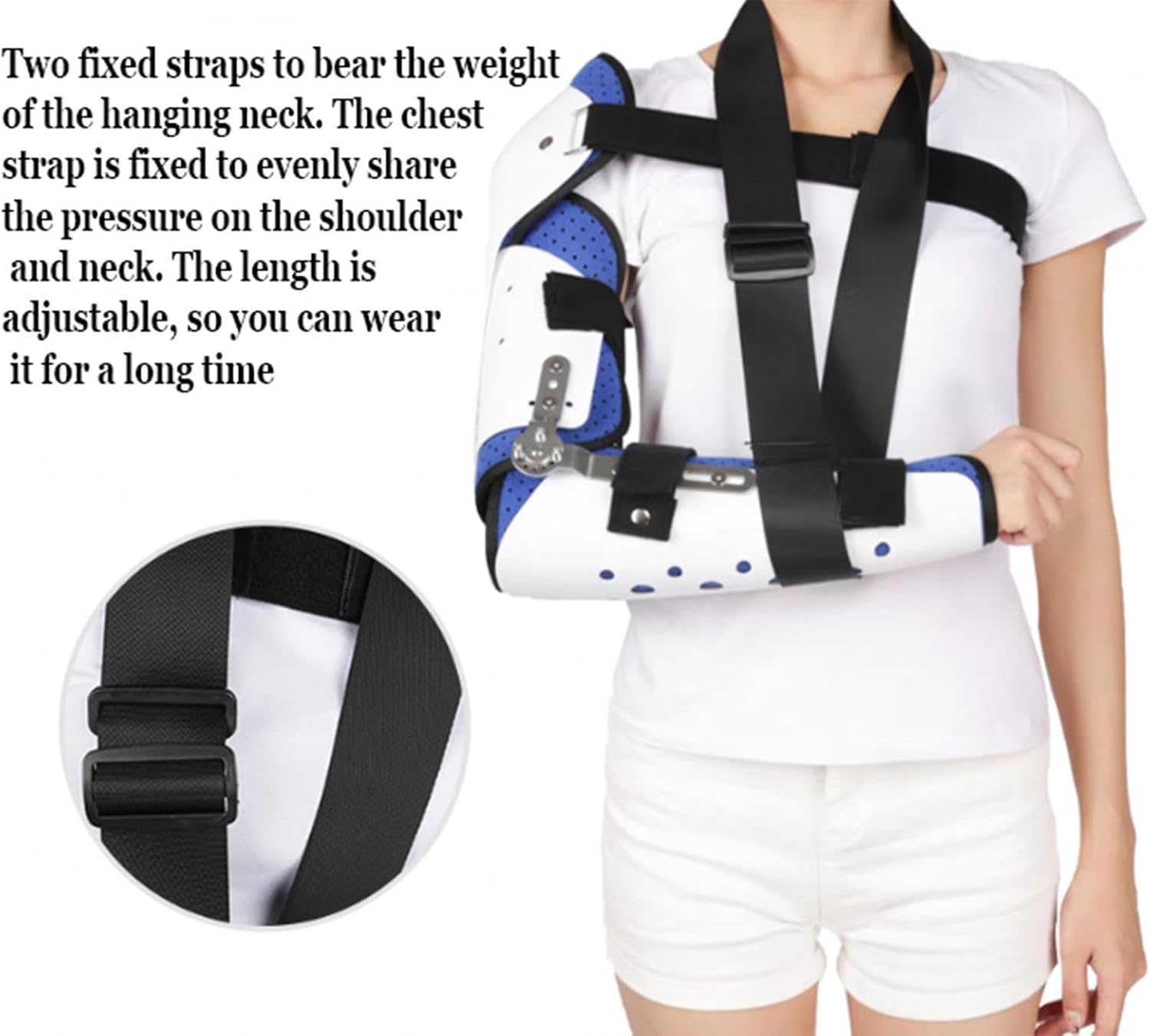 Hinged Elbow Brace Adjustable Elbow Splint,Post OP Arm Immobilizer with Shoulder Sling Stabilizer,Cubital Tunnel Syndrome Physical Therapy and Recovery,for Sleep(Left)