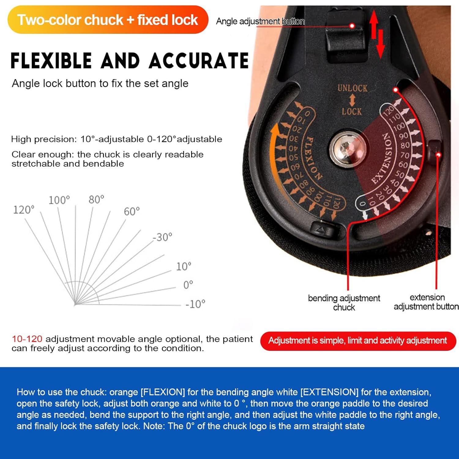 Adjustable Hinged Elbow Brace Stabilizer with Padded Strap Retainer and Double Adjustment Clamps for Arm Injury Recovery Support (Right Hand)