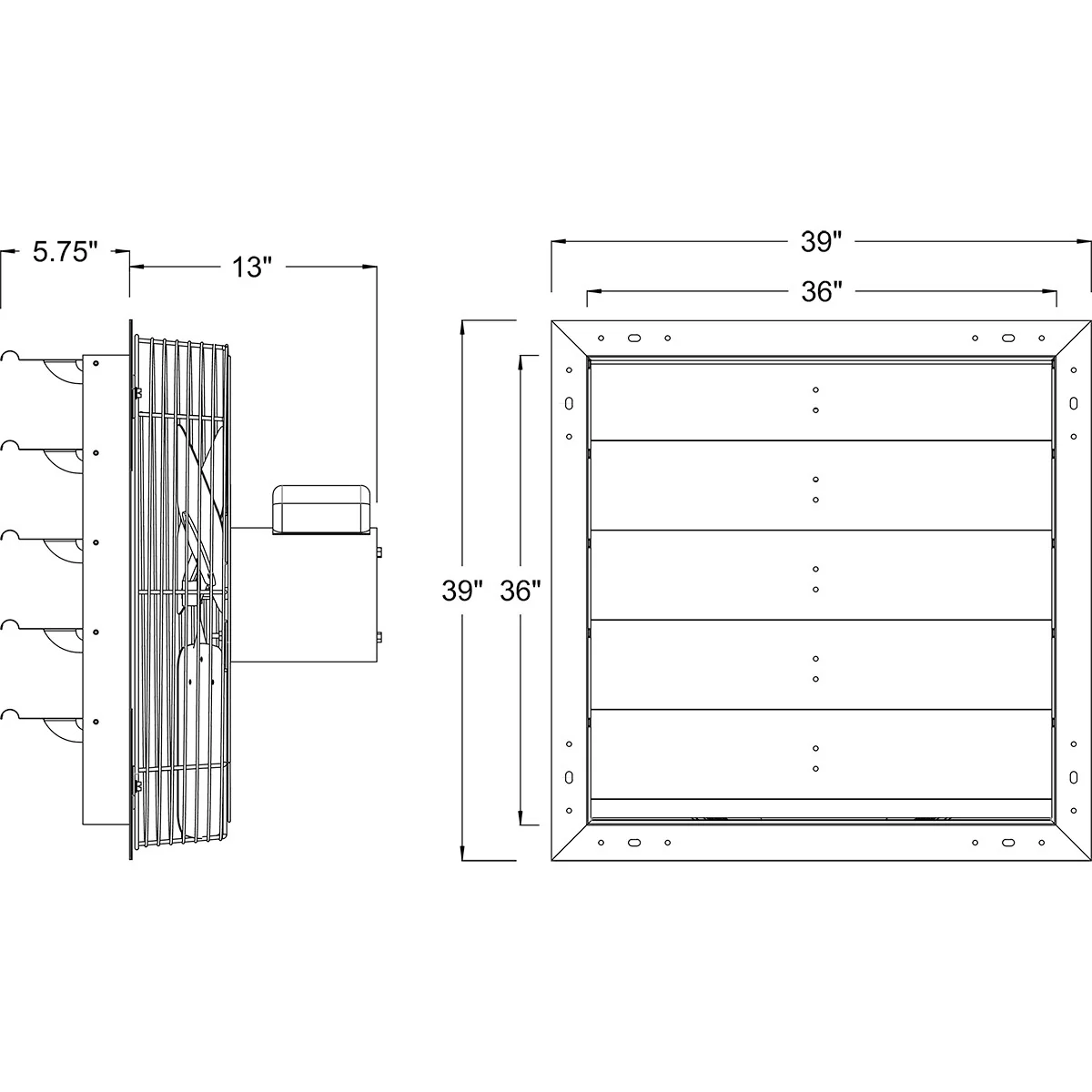Hessaire 30-Inch Shutter Mounted Single Speed Exhaust Fan