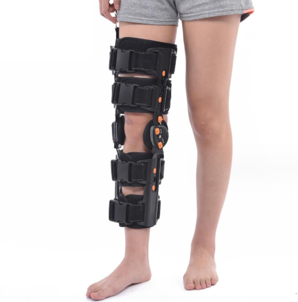Adjustable Breathable Knee Joint Fixation Brace, Leg Orthopaedic Splint, Post-surgical Walking Rehabilitation Training Appliance,S