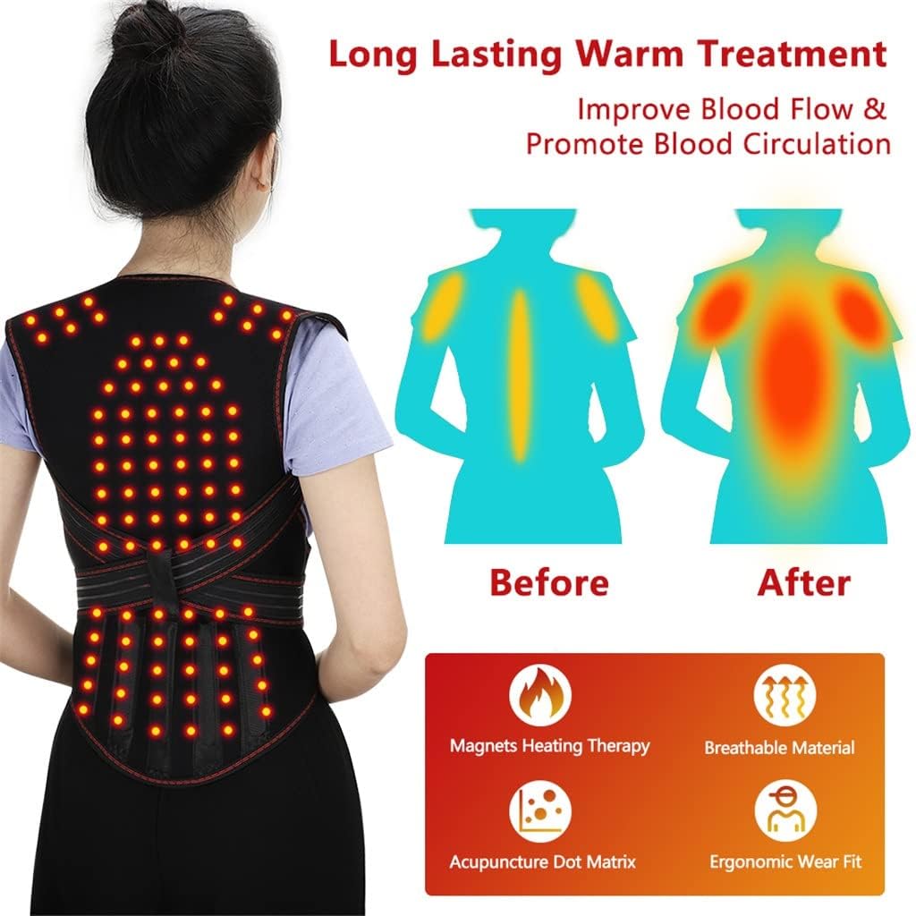 Self Heating Back Support Waist Brace Magnetic Correction Belt Posture Spine Lumbar(XL)