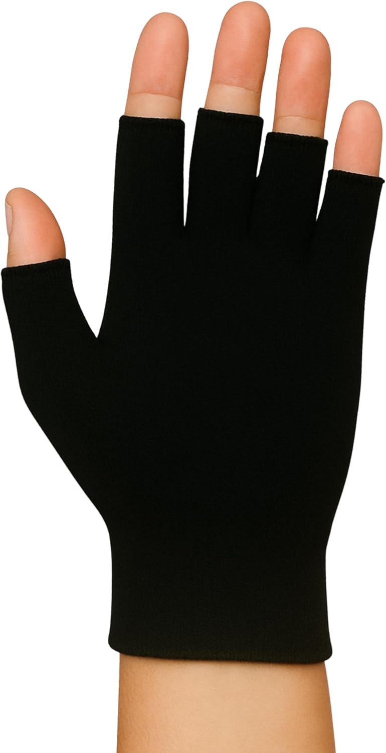 Juzo 2301 Seamless Compression Glove with Open Finger Slots, Black, M Left