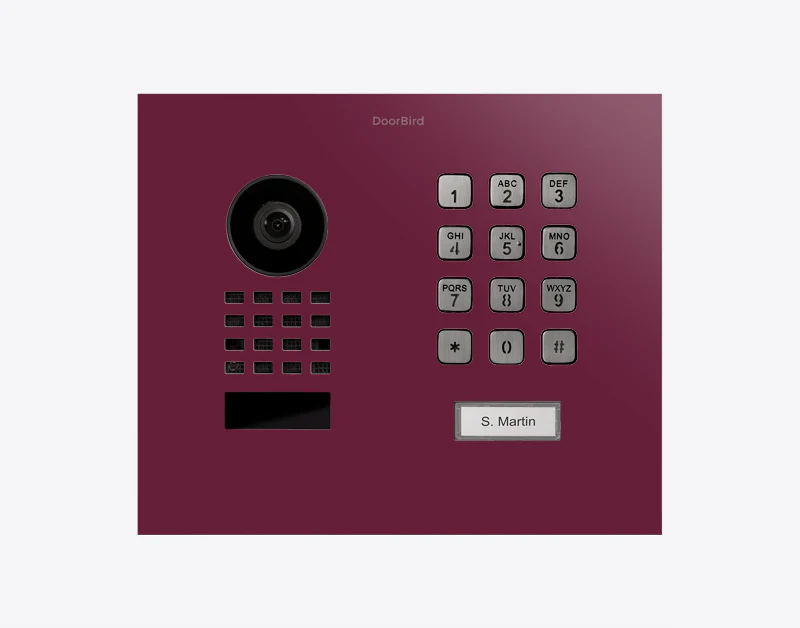 DoorBird D1101KH Modern Flush-Mount IP Video Door Station in Claret Violet, RAL 4004