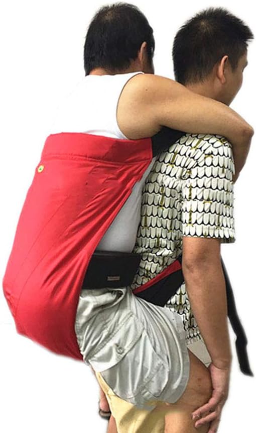 Transport Heavy Duty Transfer Sling,Universal Patient aid Sling,Mesh Patient Lift Sling,Divided ?Leg Sling for Disabled,with Head Support and Commode Opening Medical Disabled Sling,B (Red)