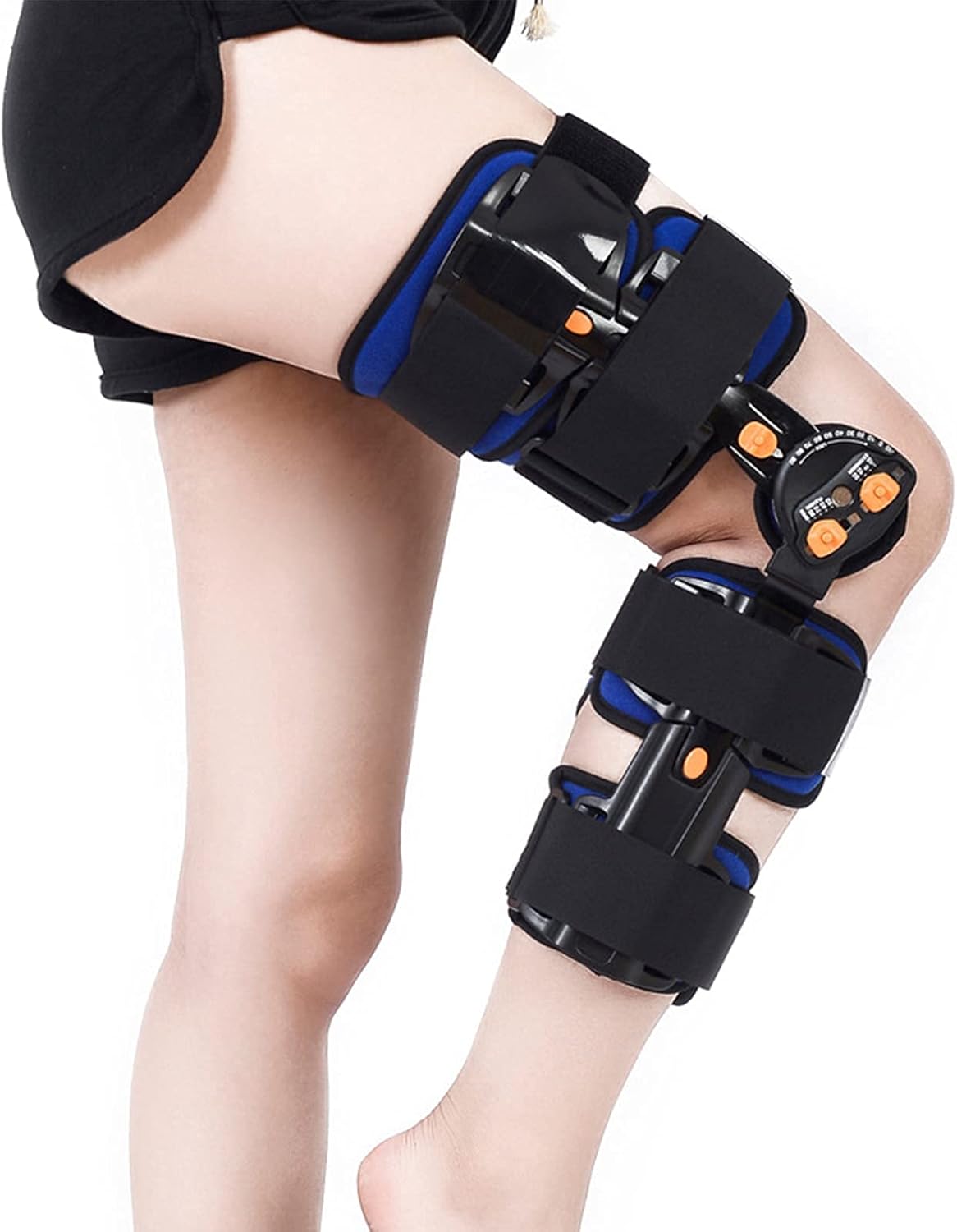 Knee Brace Lightweight Hinged Knee Brace, Post Op Patella Injury Immobilizer Brace Orthopedic Guard Protector - Adjustable for Left Leg and Right Leg(
