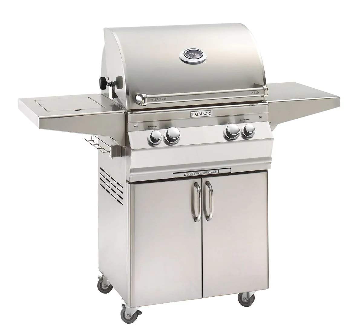 Fire Magic Aurora 24-Inch Natural Gas Freestanding Grill, Single Side Burner, Backburner, Rotisserie Kit and Analog Thermometer (A430S-8EAN-62)