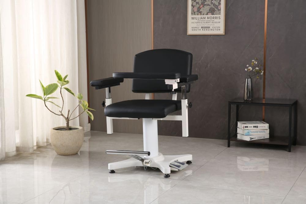 Medycare Electrcic Height Adjustable Phlebotomy Chair for Blood Drawing lab Draw Heavy Loading (Black)