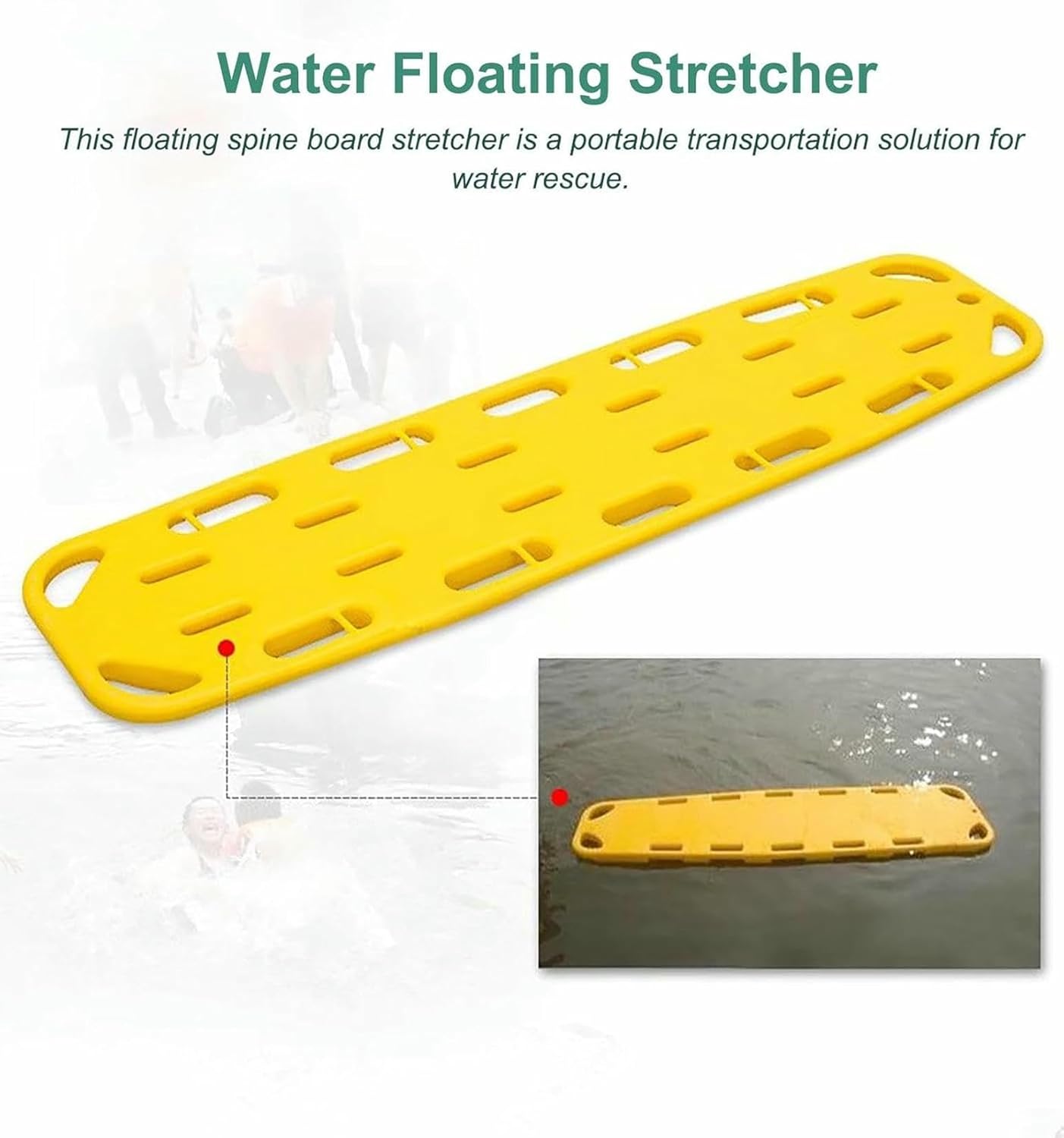 Water Floating Stretcher Spine Board for Water Parks & Medical Use - Life-Saving Ambulance Backboard, Patient Immobilization (54.3
