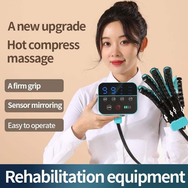 Rehabilitation Robot Gloves, Electric Finger Hand Training Glove Device, Hand Stroke Hemiplegia Recovery Equipment, Rehab Exerciser Robotic Glove, Adjustable Strength and Temperature ( Size : RIGHT L