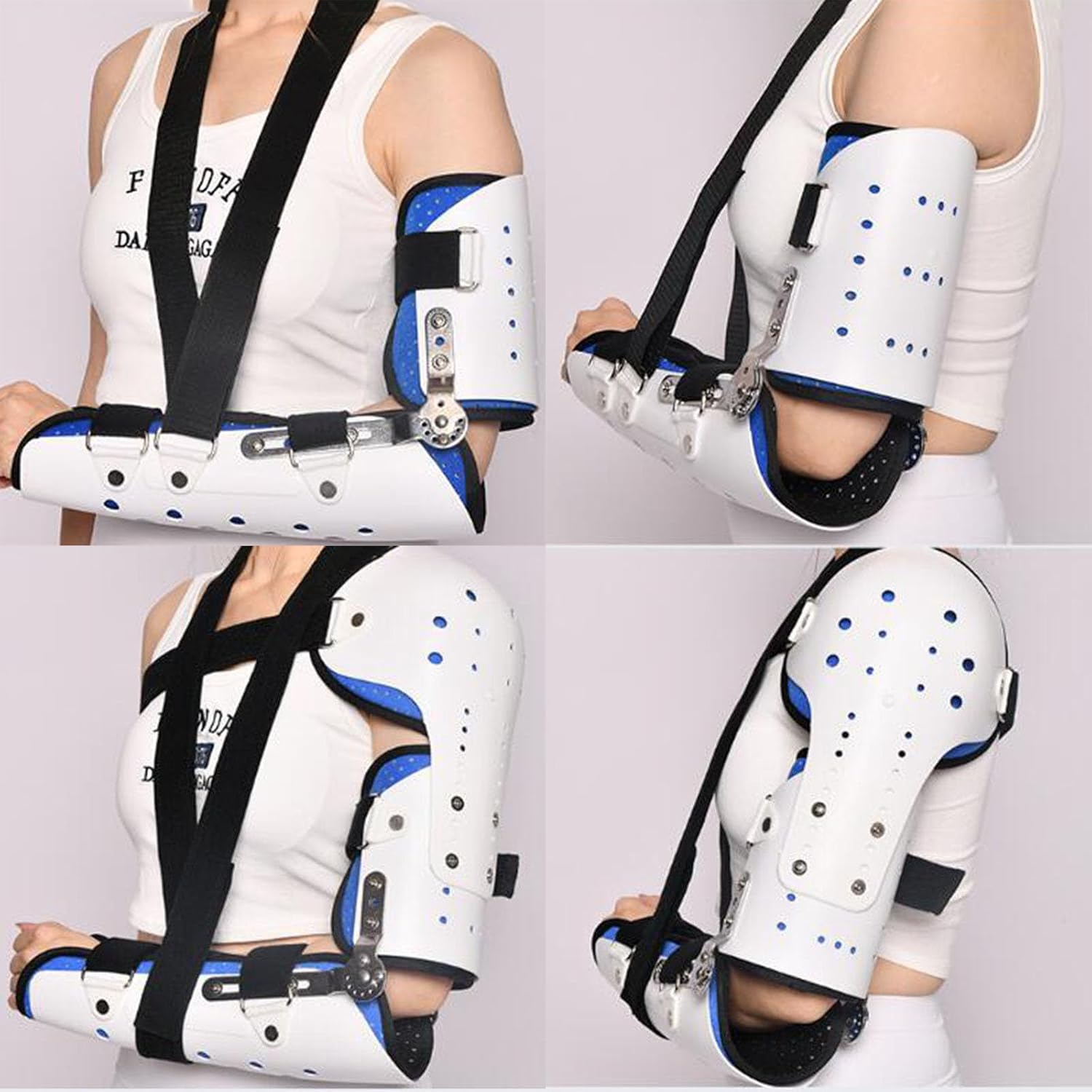 SFKLYU Hinged Elbow Brace Adjustable Telescoping Post Arm Splint with Sling Stabilizer Adjustable Splint & Shoulder Strap for Arm Injury Recovery Support After Surgery,A right