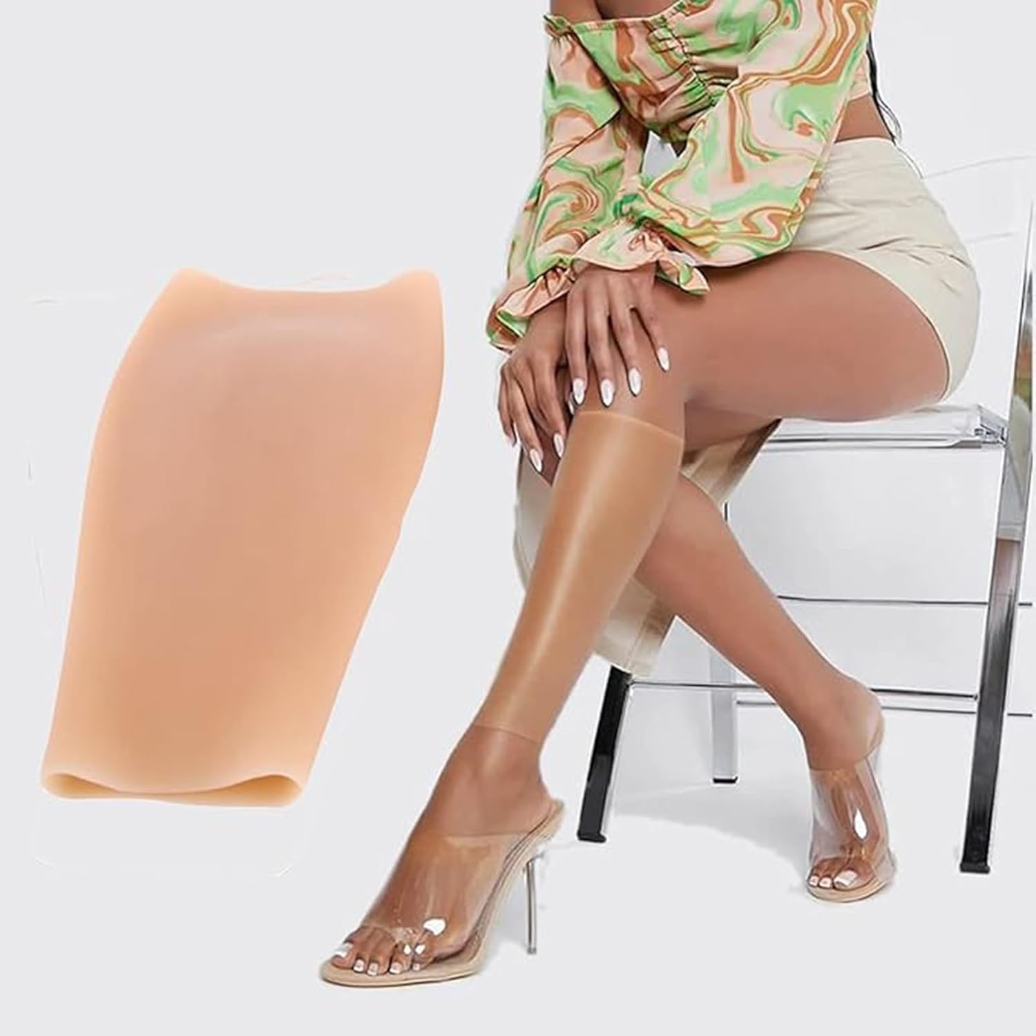 1Pair Silicone Leg Enhance Fake Calf Pads Arms Shaper Leg Correctors for Crooked or Thin Legs Covering Scars,Color 2,S