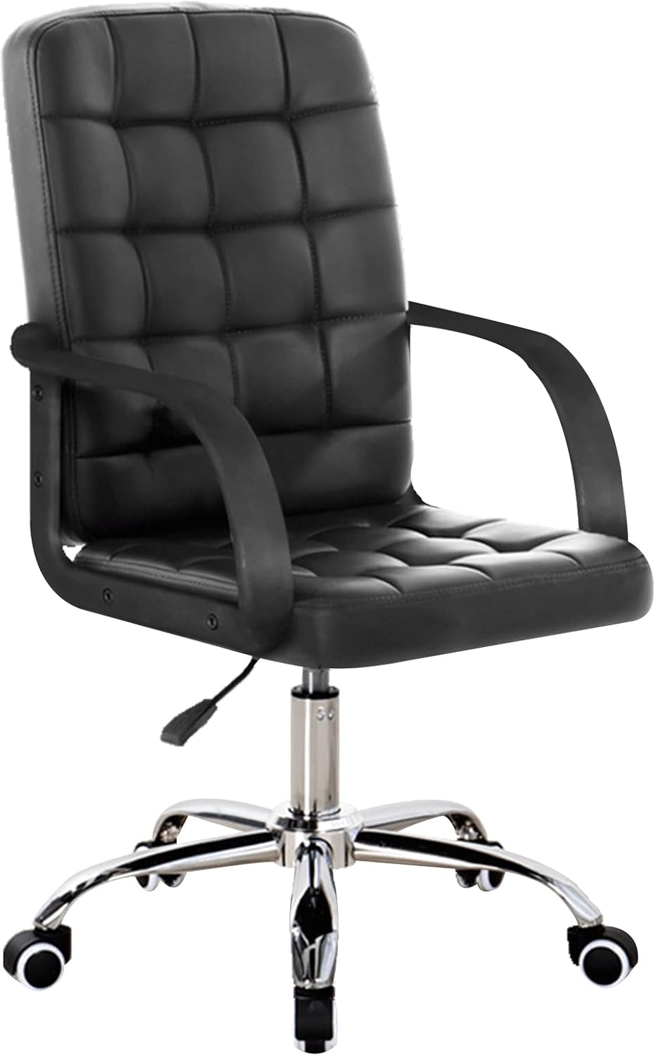 Commercial Ergonomic High-Back Faux Leather Executive Office Chair with Arms and Lumbar Support, Black(