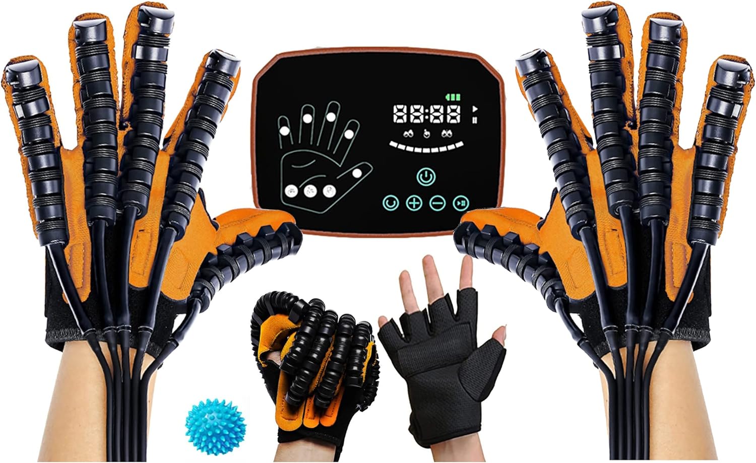 Rehabilitation Robot Gloves Both Hand, Self-Training Finger Rehabilitation Device Functional Hand Splint, for Increasing Hand Strength(Size:XXL Code)