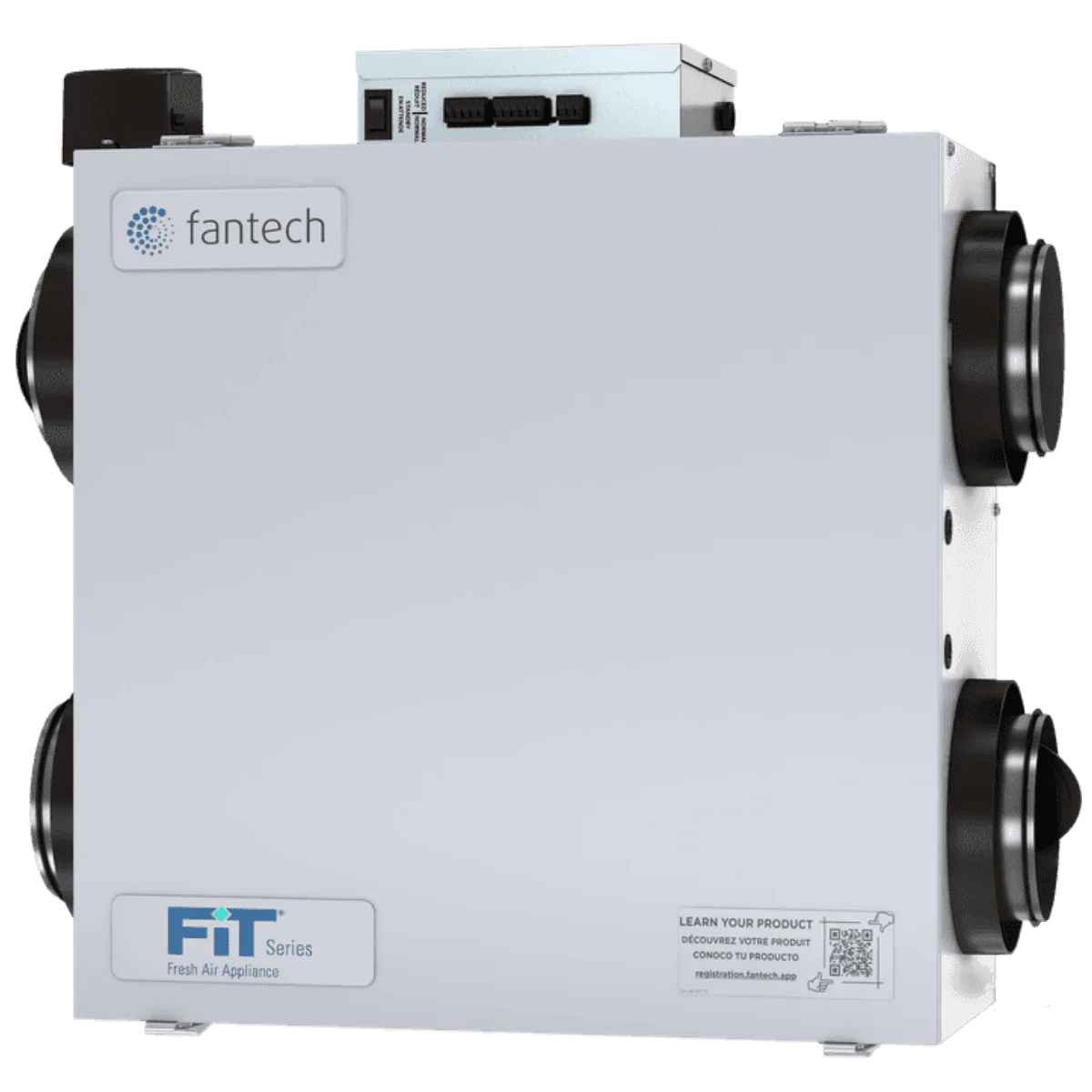Fantech FIT 120E-D-EC Low Profile 129 CFM Energy Recovery Ventilator w/ Shut-Off Damper