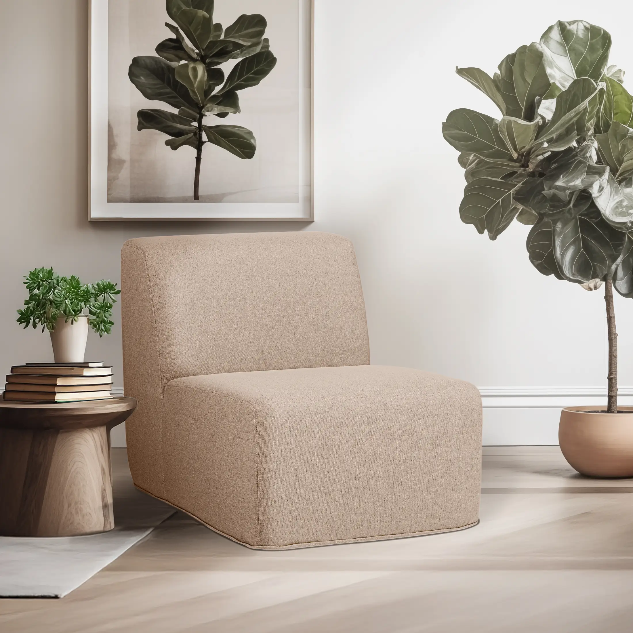 Deko Living Brown Compressed Foam Armless Sectional Sofa Chair (CIF50117ACH)