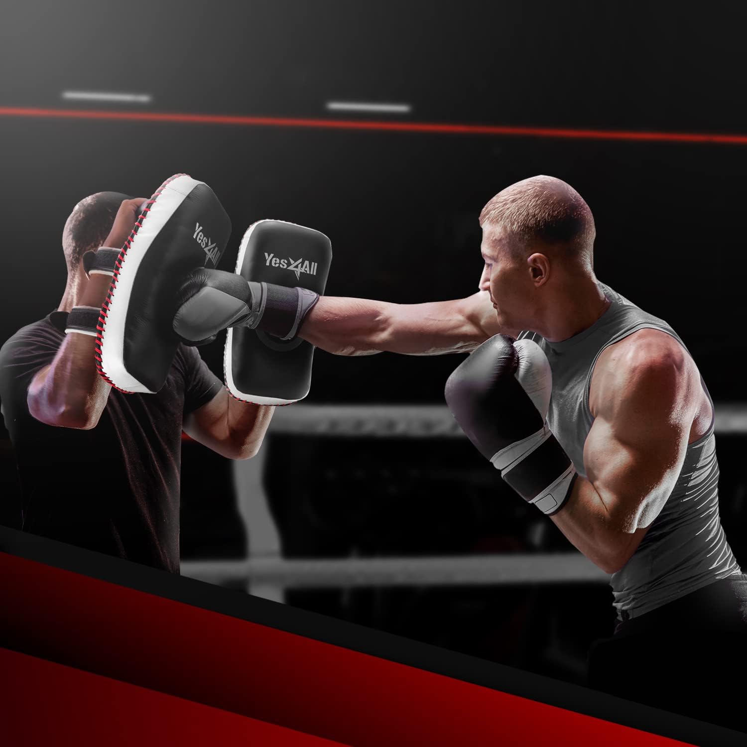 Yes4All Thick Boxing Strike Curved Thai Pad MMA Strike Kick Shield, Coaching Padding for Sparring for Kickboxing & Self Defense - Sold in Pairs