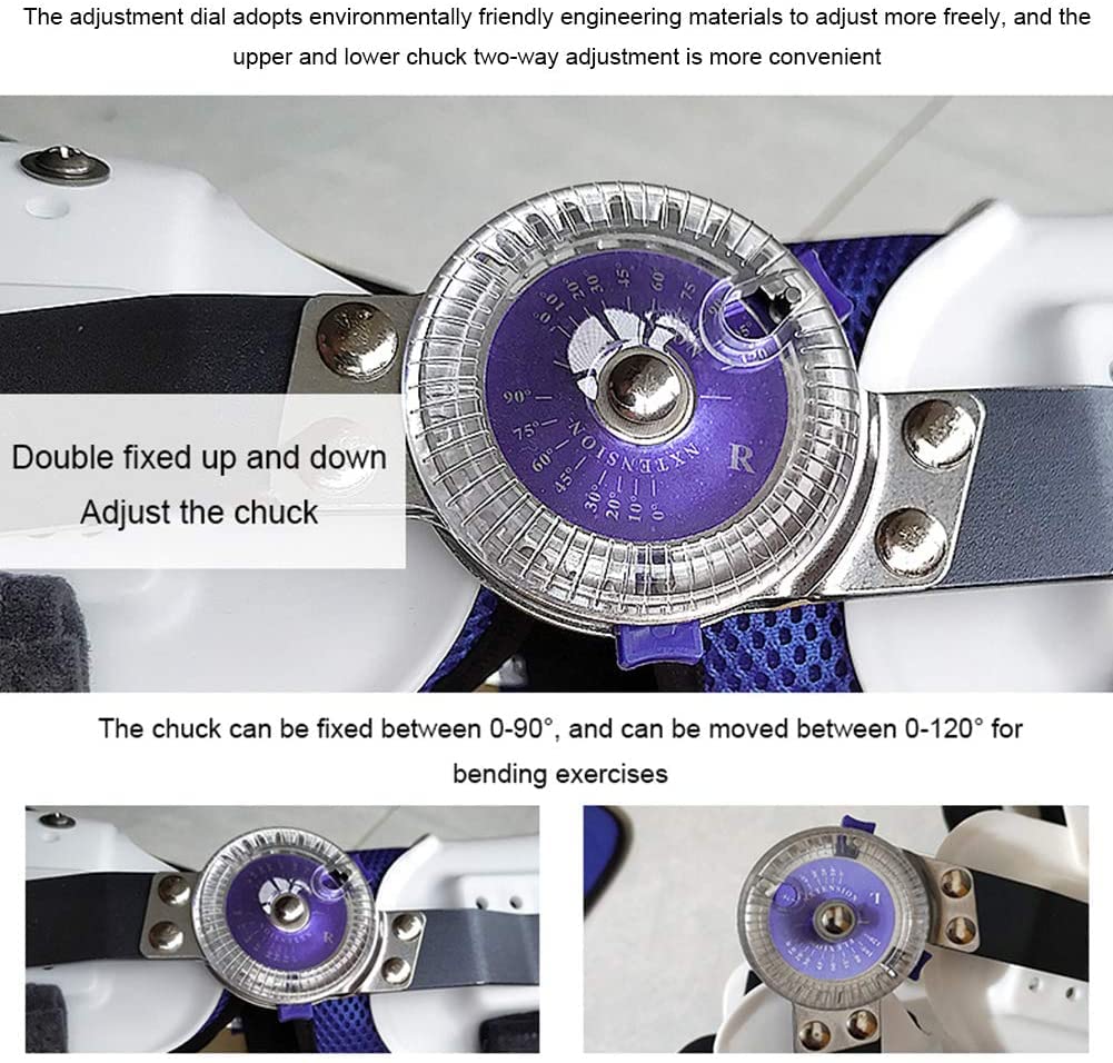 Hinged ROM Knee Brace, Adjustable And Breathable Hinged Knee Brace, Straight Leg Support Knee Splint For Knee Sprain, Ligament Injury, Joint Hyperextension,White-L