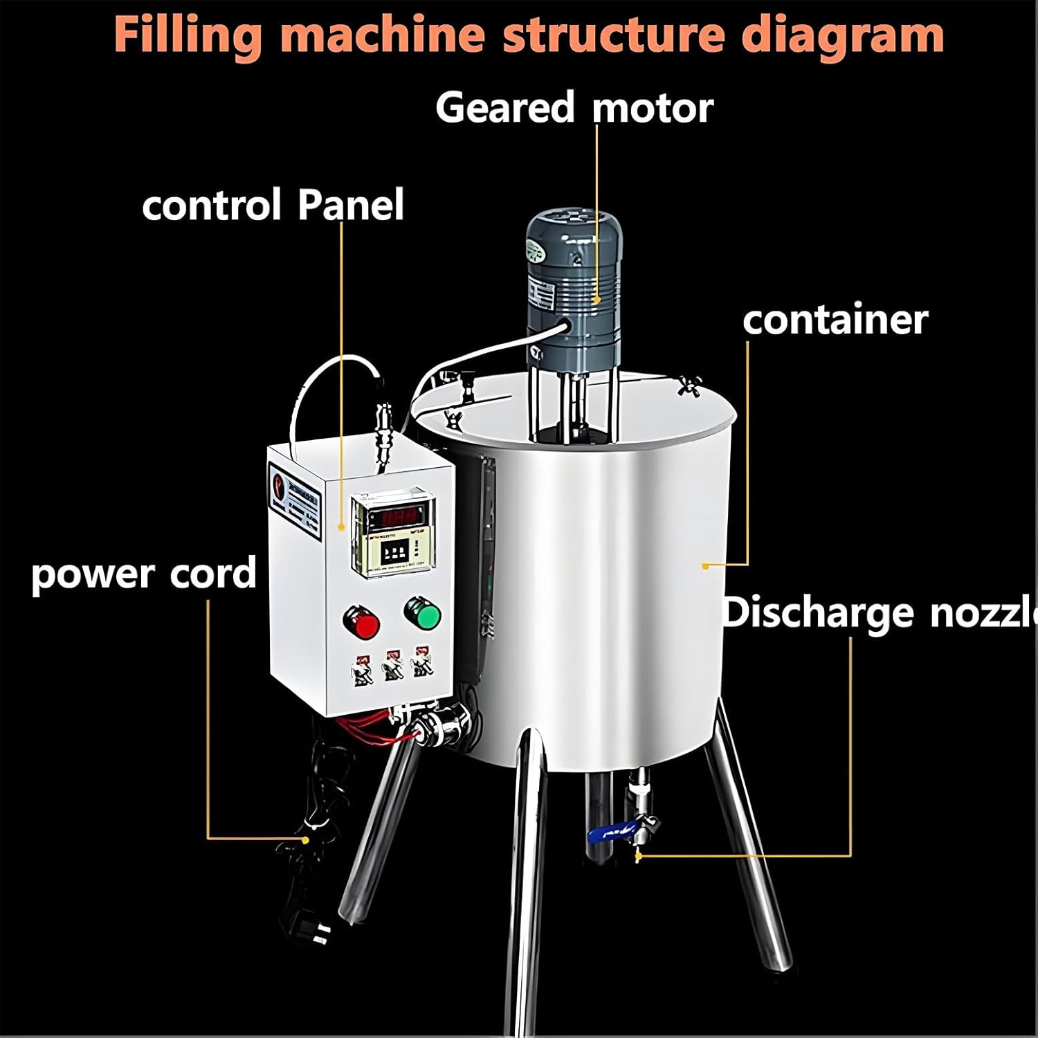 100-500G Electric Heating Mixing Filling Machine, Lipstick Filling Machine Stirring Tank with Discharge Nozzle, Cosmetic Mixer Machine, 6mm Filling Diameter, for Liquids, Pastes 15L