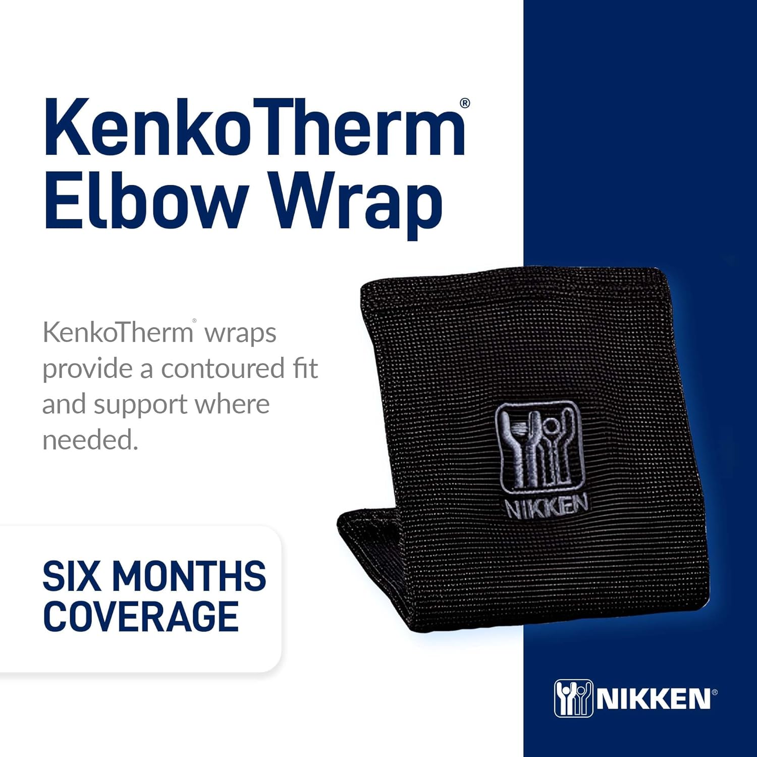 Nikken KenkoTherm - Elbow Wrap Large 1833 - Golf, Tennis, Gym Support Band for Men and Women - Contoured Fit, Sports and Hand Washable