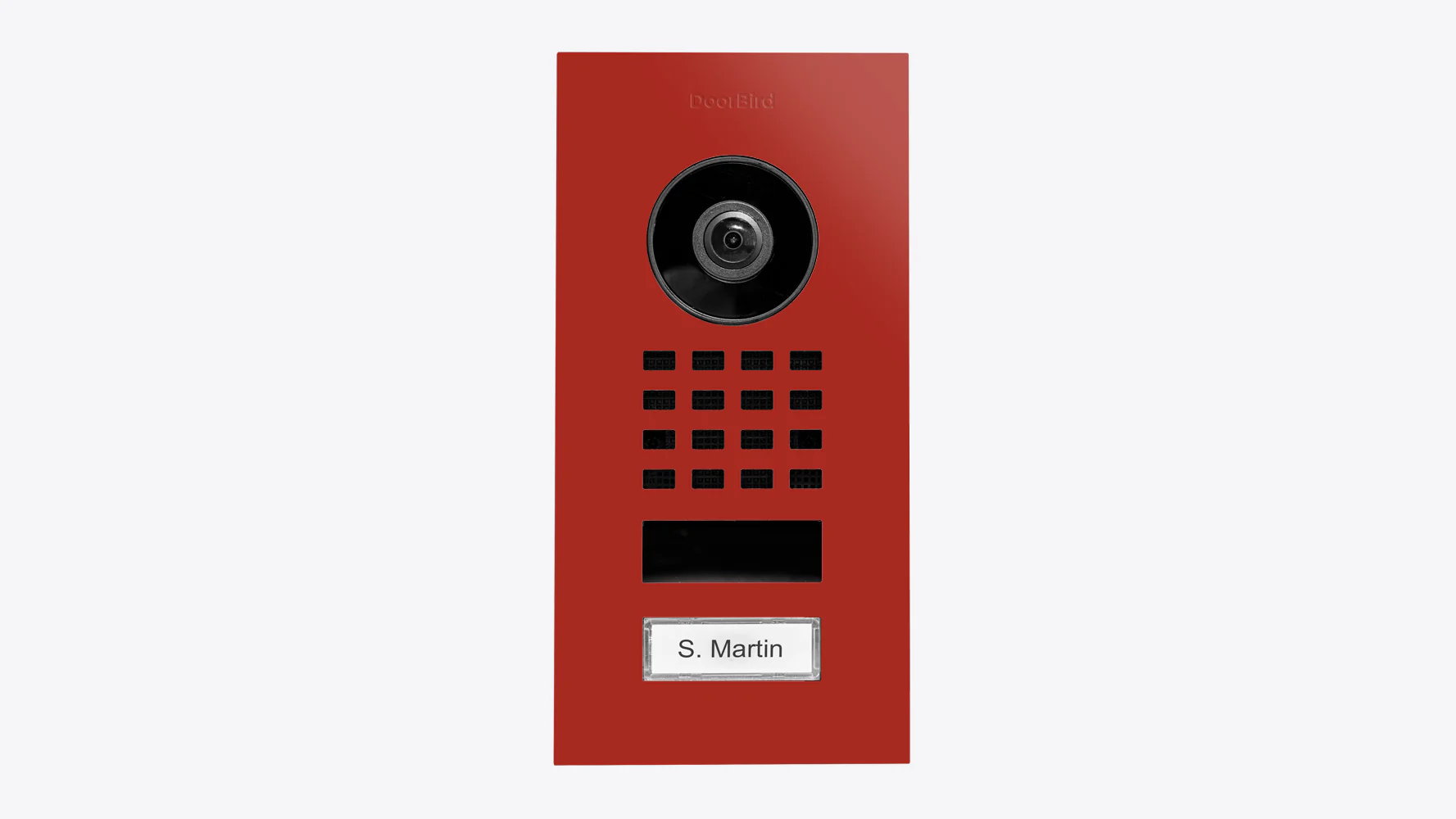 DoorBird D1101V Flush-Mount IP Video Intercom, 1 Call Button in Flame Red, RAL 3000