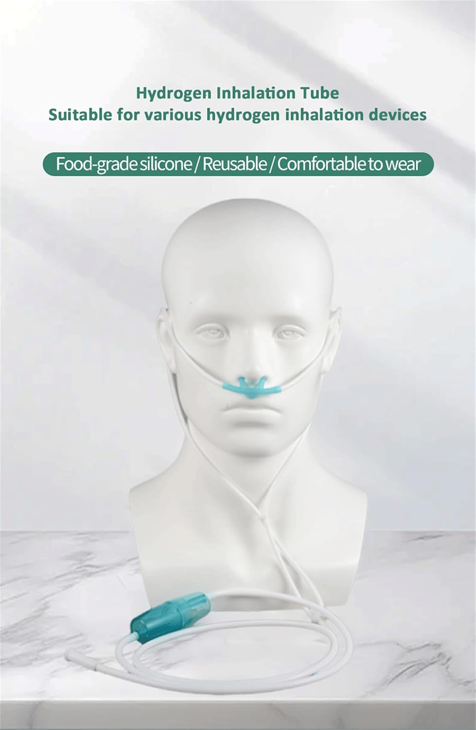 Hydrogen Nasal Cannula, 6.5 FT Ultra Soft & Crush Resistant Tubing, Reusable, Includes Water Trap Collector, for Home Use, 20pcs