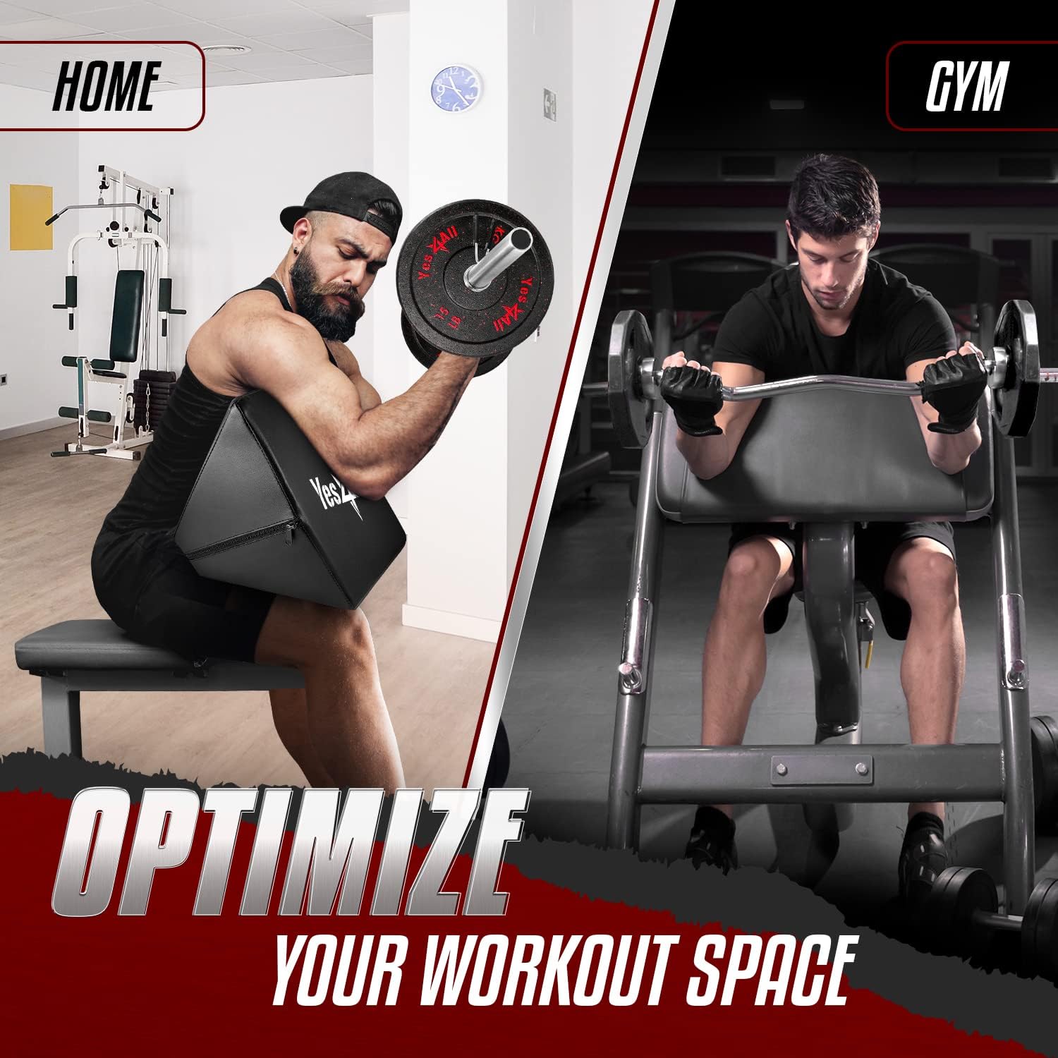 Yes4All Foam - Preacher Curl Pad, Simple Version of Preacher Curl Weight Bench for Arms, Biceps and Triceps, Space-Savin