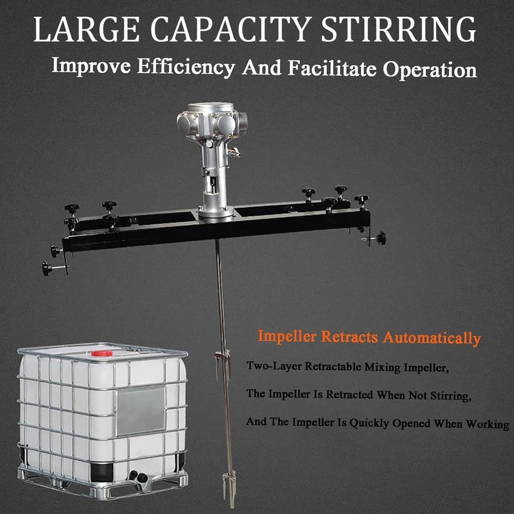 IBC Air Agitator, Electric Tank Mixer Machine 1/2HP, Speed: 0-2500RPM, Stirring Capacity: 1000L, Adjustable Size, for Paint Coating Materials Viscous Liquid Ink Dissolver