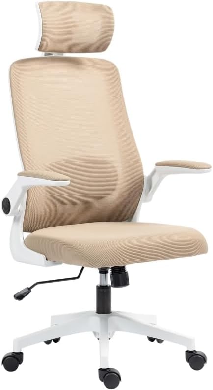 Ergonomic Mesh Office Chair with Adjustable Headrest & Lumbar Support, Flip-Up Armrests, 265 lbs Capacity
