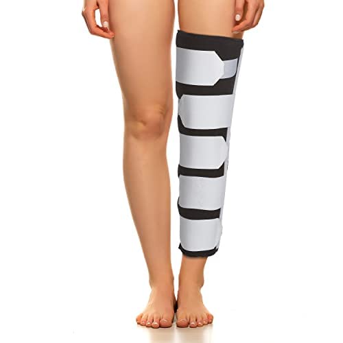 Economy Knee Immobilizer Brace | Lightweight Ergonomic Fit & Moisture Wicking Padding, Adjustable Post Op Knee Support, Medical Grade Full-Leg Brace Stabilizer Fits Up to 29” Thighs