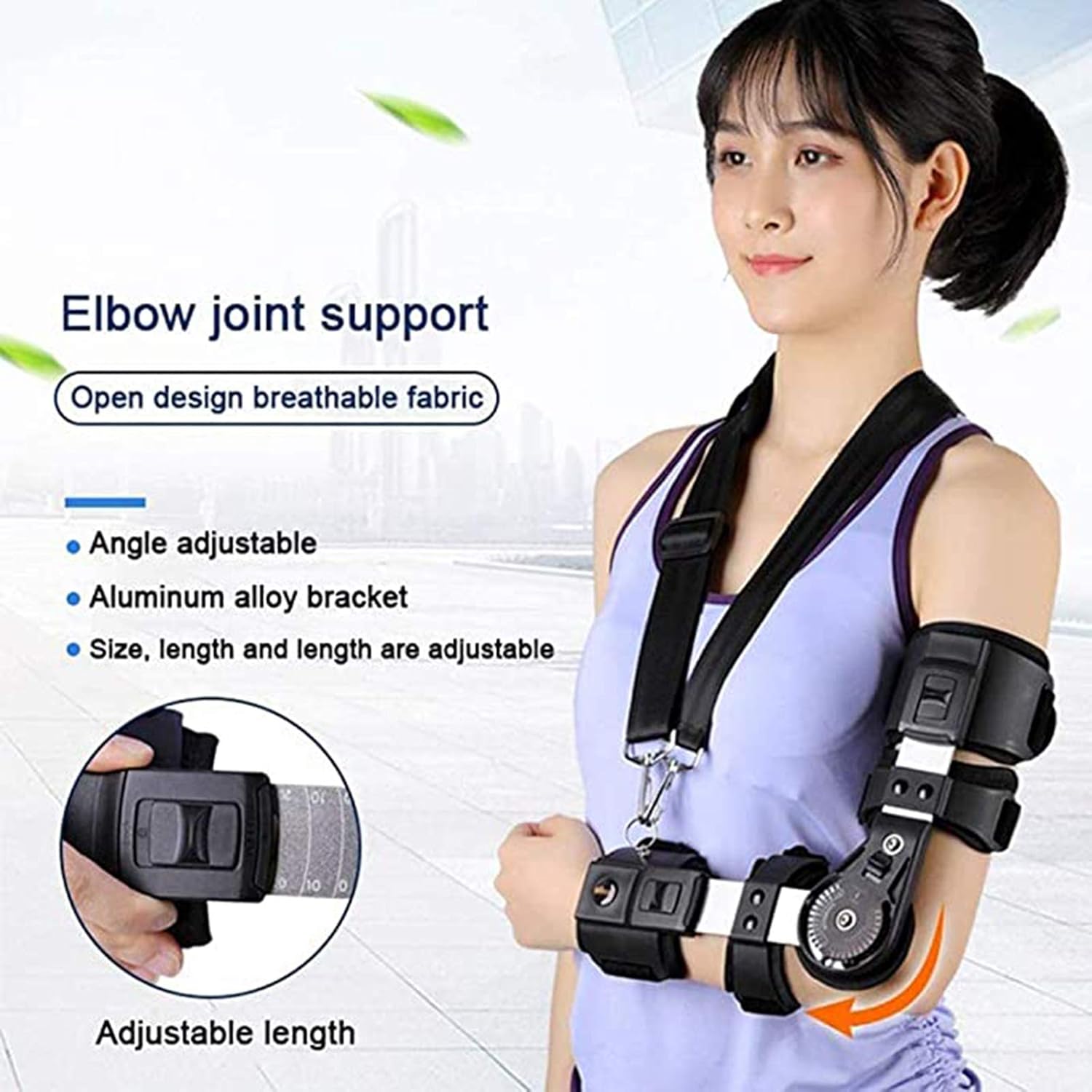 Hinged Elbow Brace - Support Post Op Injury Recovery Orthosis - Adjustable Range of Motion - One Size Fits All - Unisex,Left (Left)