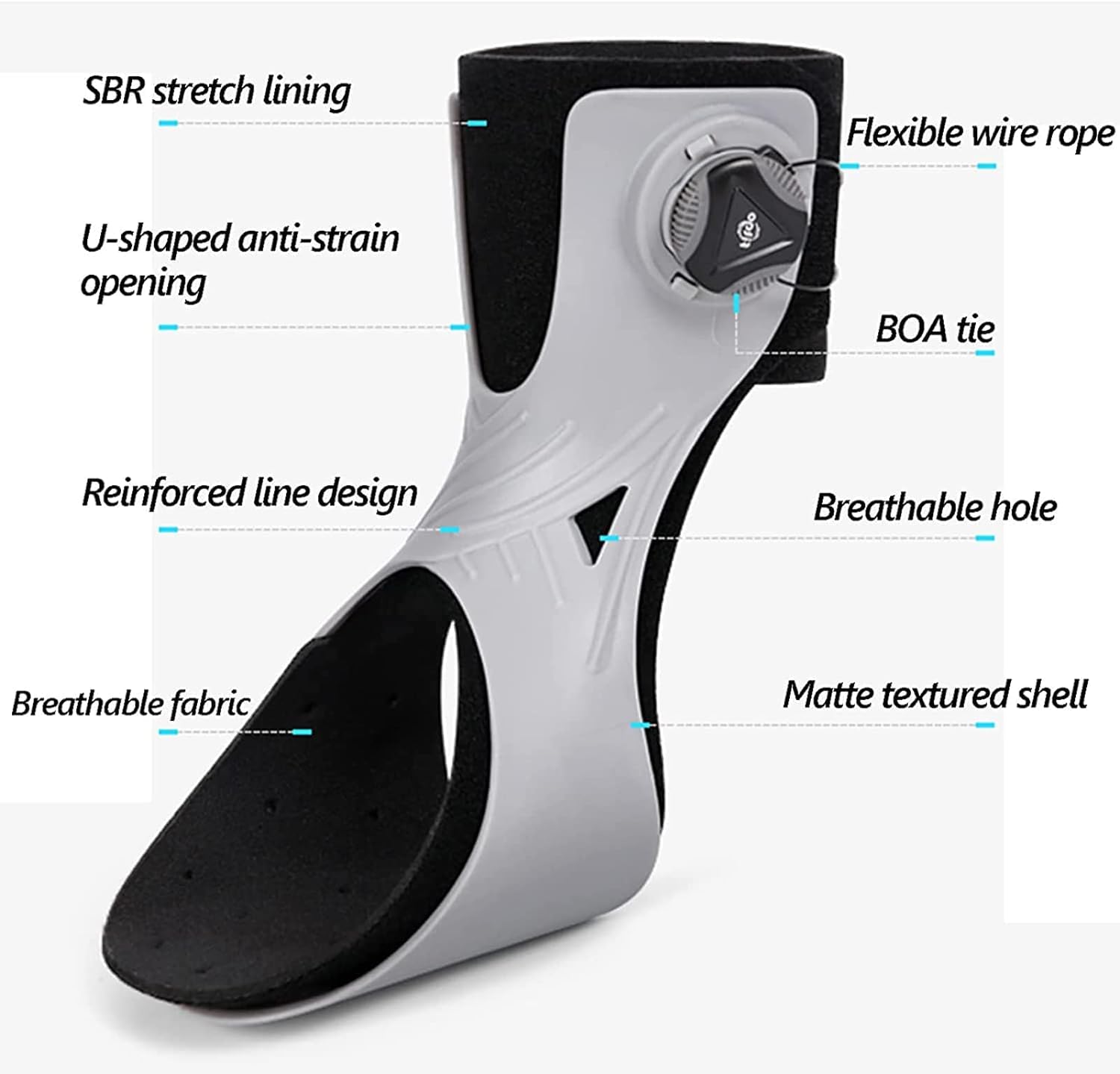HUANGJUN Drop Orthosis, Adjustable Ankle Brace Corrector, Ankle Orthosis Splint Support, Can Be Worn with Shoes, for Improved Walking Gait, Pain Relief and Relieve Pressure