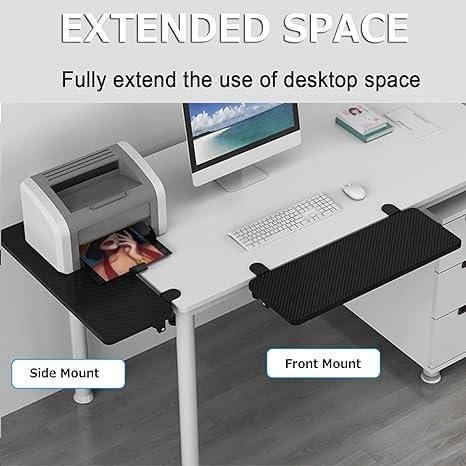 90° Foldable Desk Extender Armrest Shelf, Extended Desktop and Space Saver, Clamp-On Keyboard Drawer Tray, with K-Bracket, Ergonomic Computer Elbow Arm Support Relieve FA,G-75x25cm