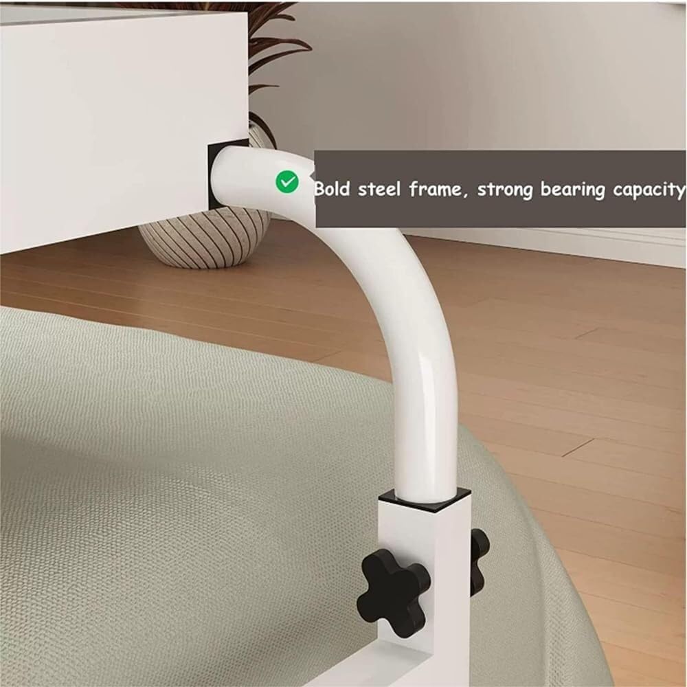 Mobile Overbed Computer Table Overbed Desk Laptop Height & Length Adjustable Over Bed Table with Wheels and Tiltable Tabletop Hospital Nursing Table