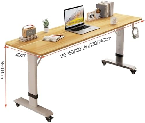 Adjustable Overbed Table with Wheels - Queen Size Rolling Desk, Height Adjustable for Home & Hospital Use, Light and Easy Mobility, 90.6