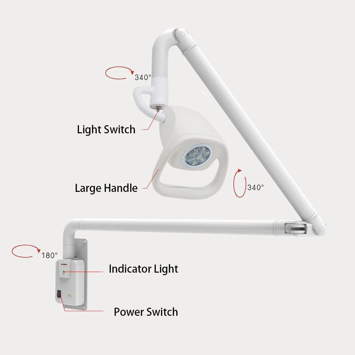 Wall-Mounted Dental Light, Adjustable LED Surgical Examination Lamp, LED Surgical Shadowless Light, Surgery, Dressing Changes
