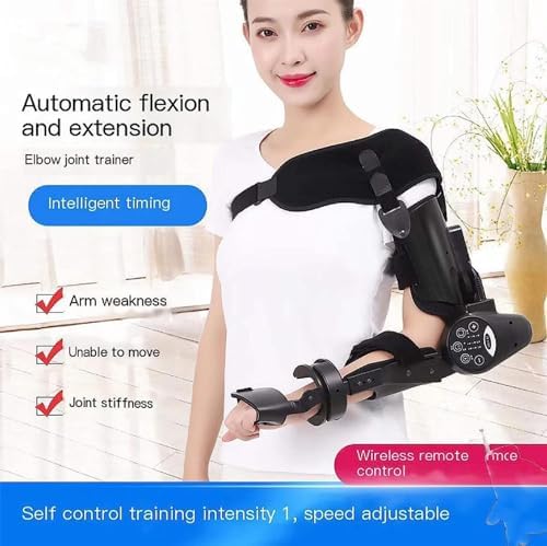 Electric Rehabilitation Robot for Stroke Hemiplegia - Wireless Joint Control Arm Exerciser with Hinged Elbow Brace for Effective Hand and Elbow Recovery - Right Arm Support