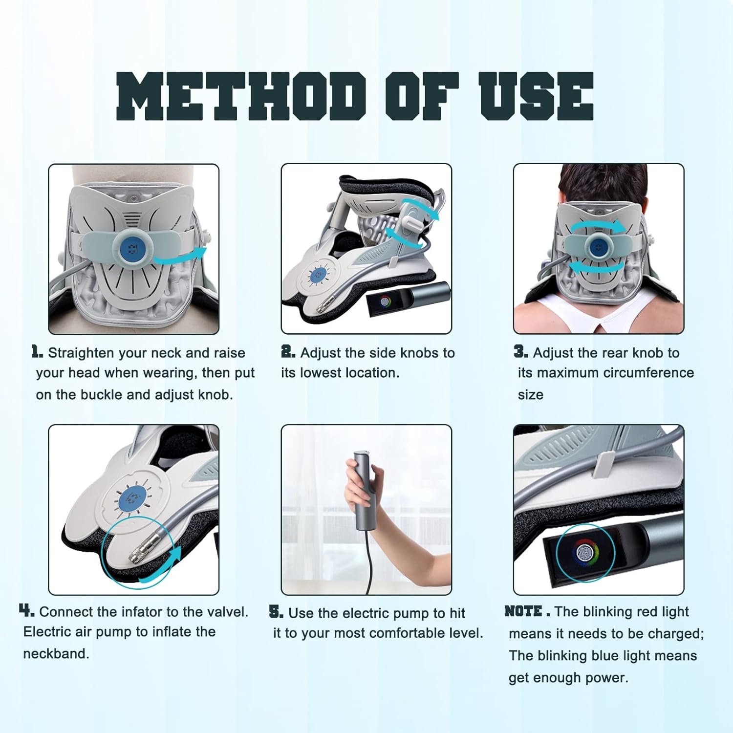 Cervical Neck Traction Device,Electric Air Pump Neck Stretcher Cervical Traction Device,with 3 Power Traction and 8 Airbag Support,Neck Brace which Decompresses the Neck and Relieves