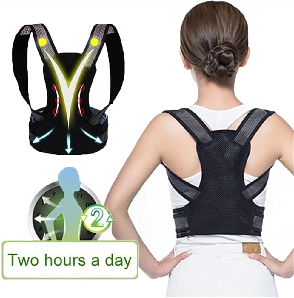 Posture Corrector Back Braces Lower Back Pain Adjustable Posture Corrector Back Support Belt Clavicle Spine Back Orthopedic Corset Prevents Slouching Back,Black-X