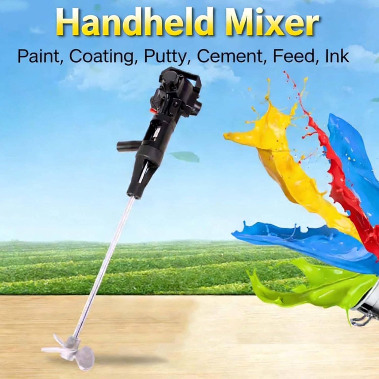 Handheld 20L Pneumatic Paint Mixer Air Powered Industrial Impact Resistant Mixing Blending Adhesives Construction Materials Coatings Workshop