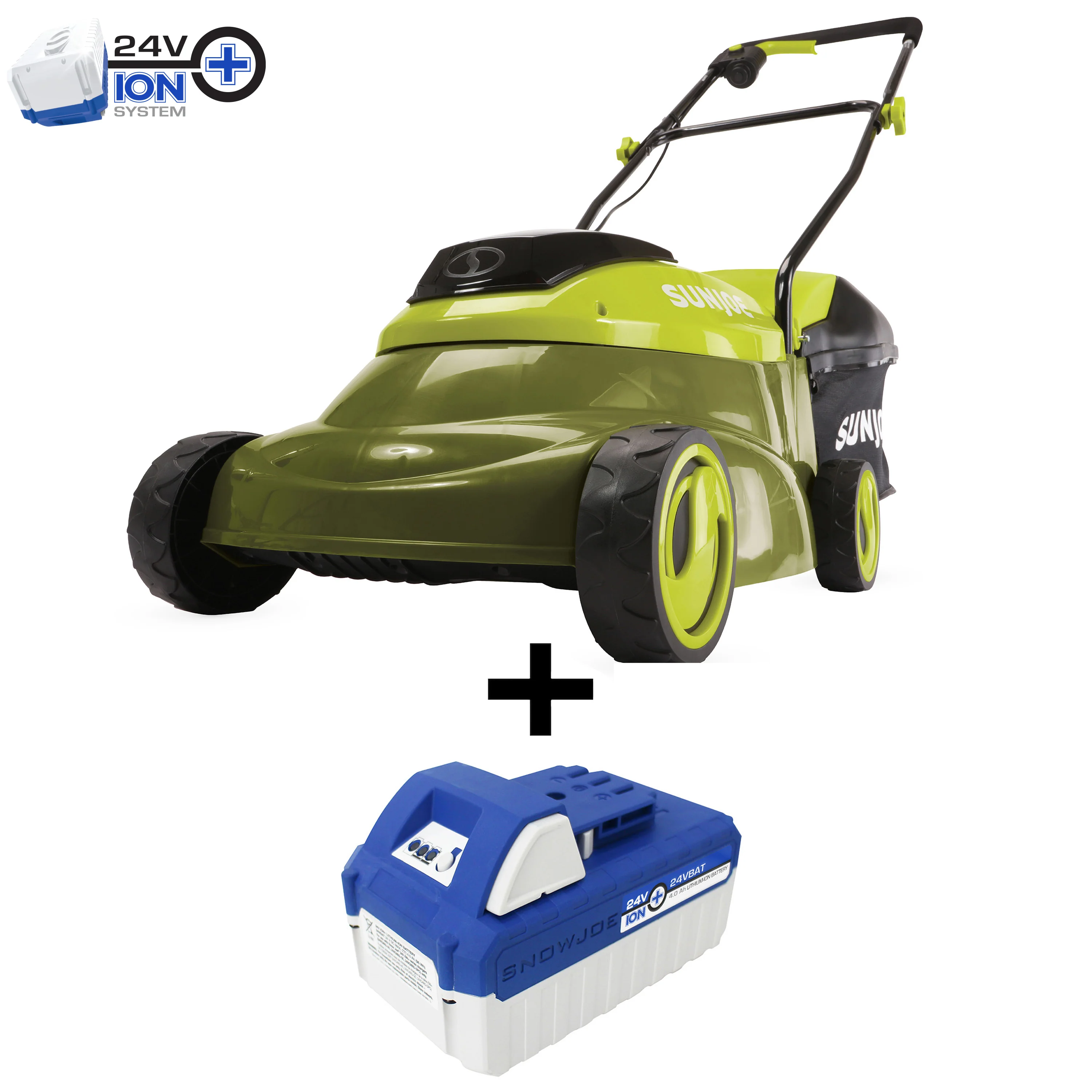 Sun Joe 24V-MJ14C 24-Volt* IONMAX Cordless Push Lawn Mower Kit | 14-inch | W/ 4.0-Ah Battery + Charger