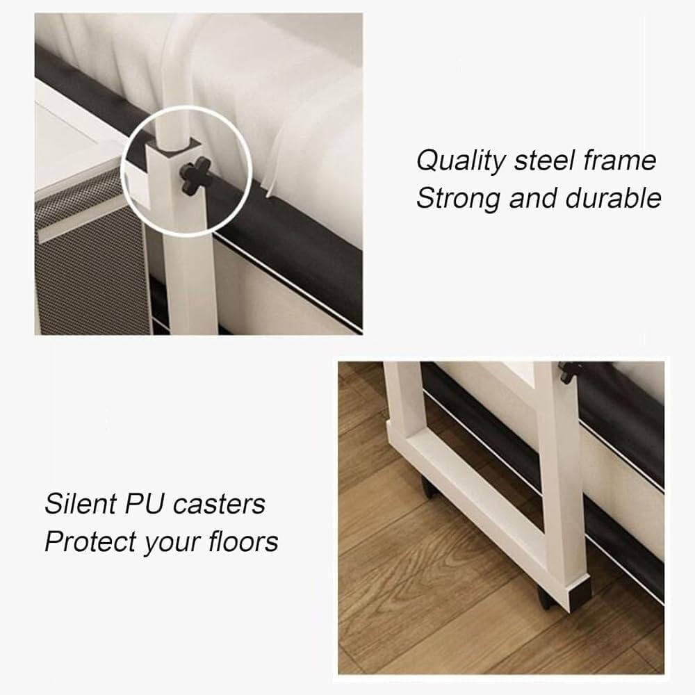 Rolling Overbed Table Mobile Table Food Tray Desk Rolling Medical Table Overbed Swivel Table Long Overbed Table Adjustable Height with Wheels for Laptop Eating Home