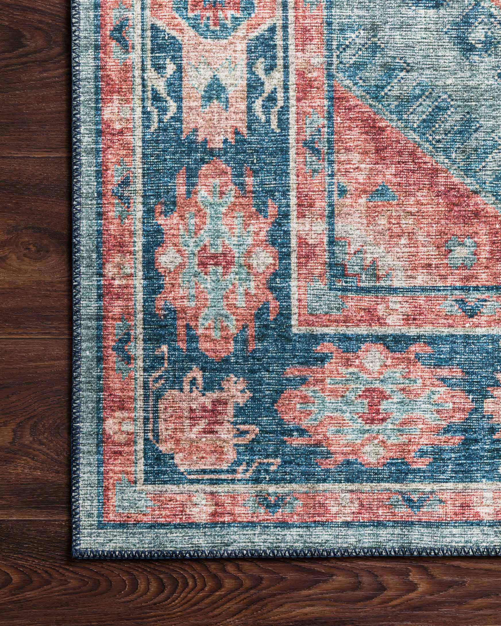 Loloi II Skye Collection - Traditional Power Loomed Rug in Turquoise & Terracotta (SKY-03)