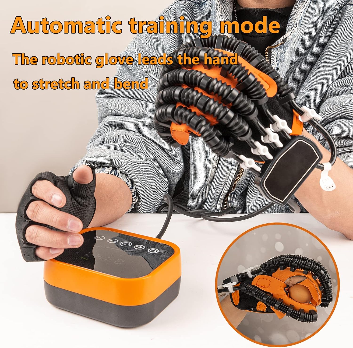 Rehabilitation Robot Gloves Flexion & Finger Exerciser Gloves Hand Strengthener Physical Therapy Equipment for Stroke Hemiplegia Hand Dysfunction Patient 9 Intensity Gears 3 Training Modes